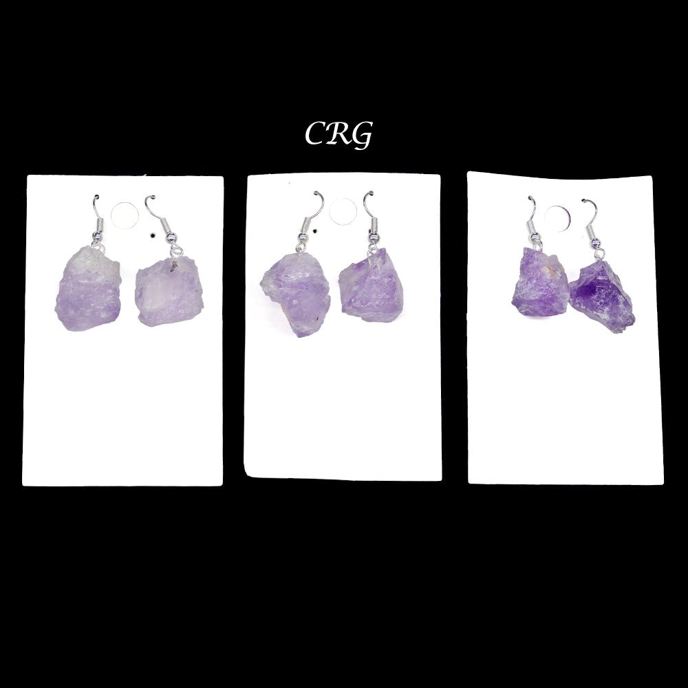 Amethyst Rough Earrings with Silver Plated Wire (0.5 To 1 Inch) (1 Pair)Crystal River Gems