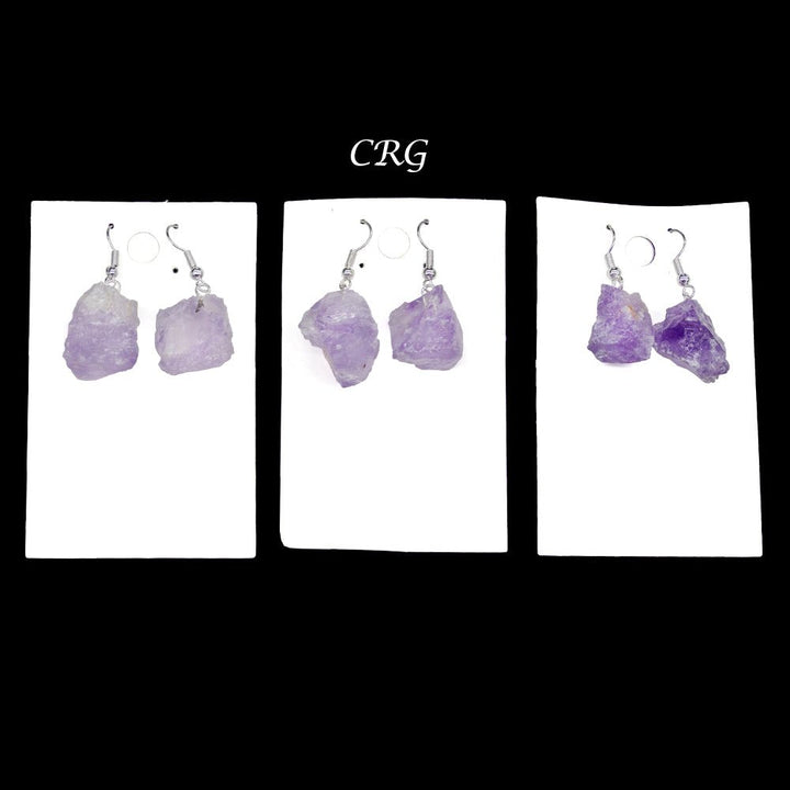 Amethyst Rough Earrings with Silver Plated Wire (0.5 To 1 Inch) (1 Pair)Crystal River Gems