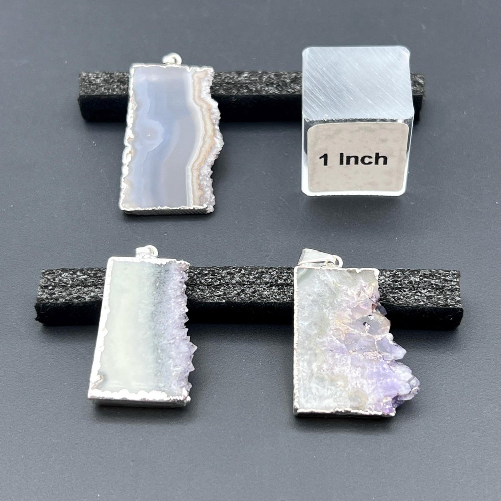 Amethyst Slice Druzy Crystal Edge Silver PendantCrystal River Gems