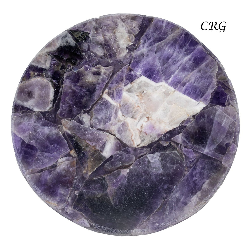 Amethyst Top-Polished Round Resin Coaster (1 Piece) Size 4 Inches Crystal Gemstone Home Decor