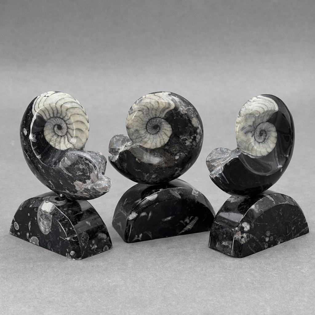 Ammonite with Orthoceras stand (1 Piece) 4 to 5 inches Crystal Gemstone Home DecorCrystal River Gems