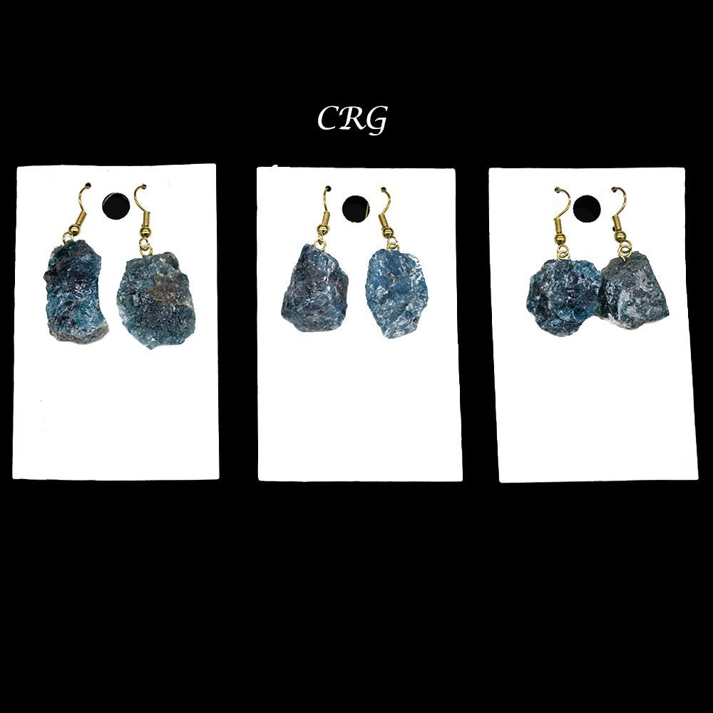 Apatite Rough Earrings with Gold Plated Wire (0.5 To 1 Inch) (1 Pair)Crystal River Gems
