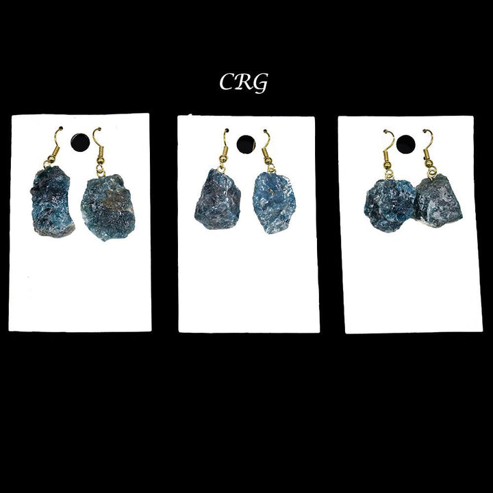 Apatite Rough Earrings with Gold Plated Wire (0.5 To 1 Inch) (1 Pair)Crystal River Gems