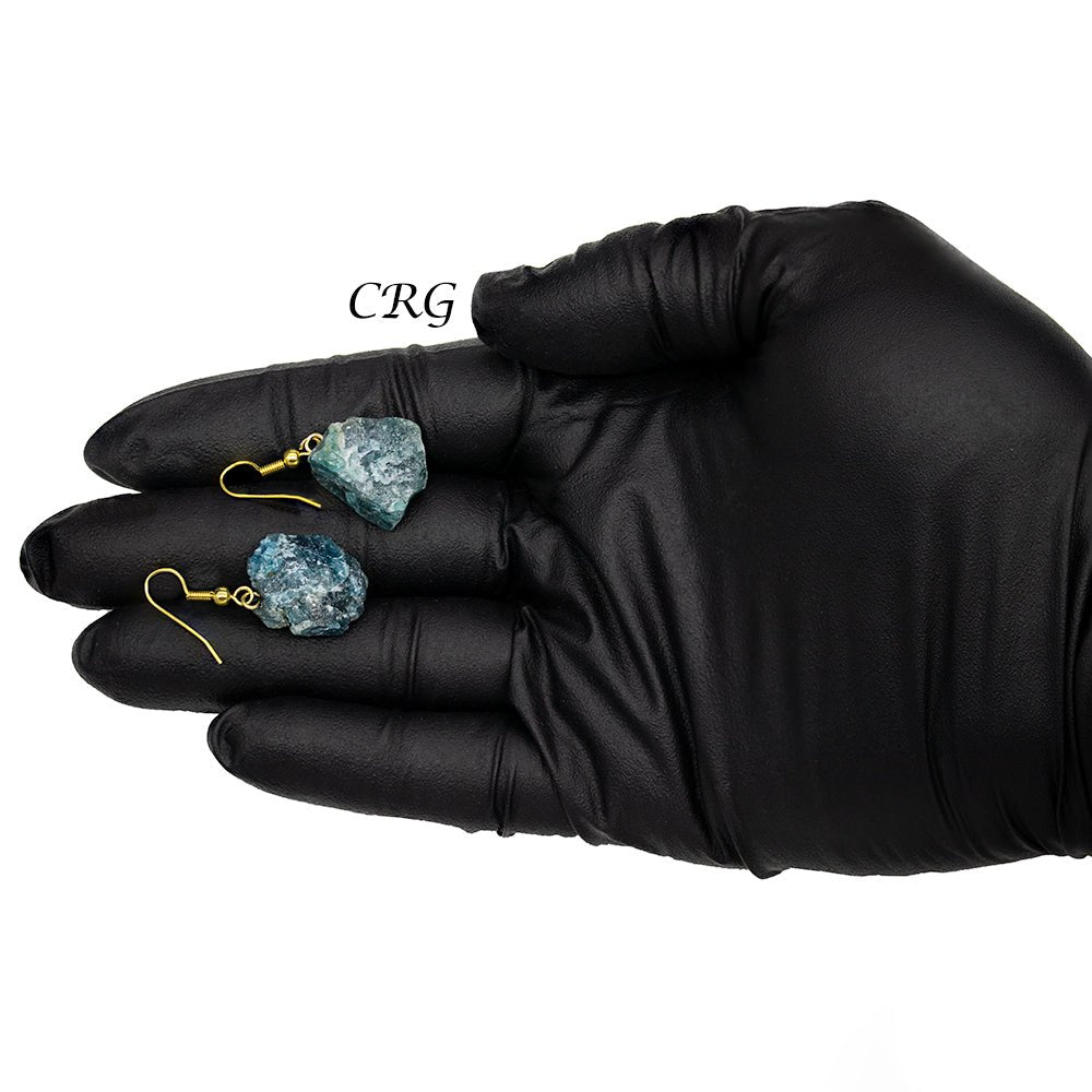 Apatite Rough Earrings with Gold Plated Wire (0.5 To 1 Inch) (1 Pair)Crystal River Gems