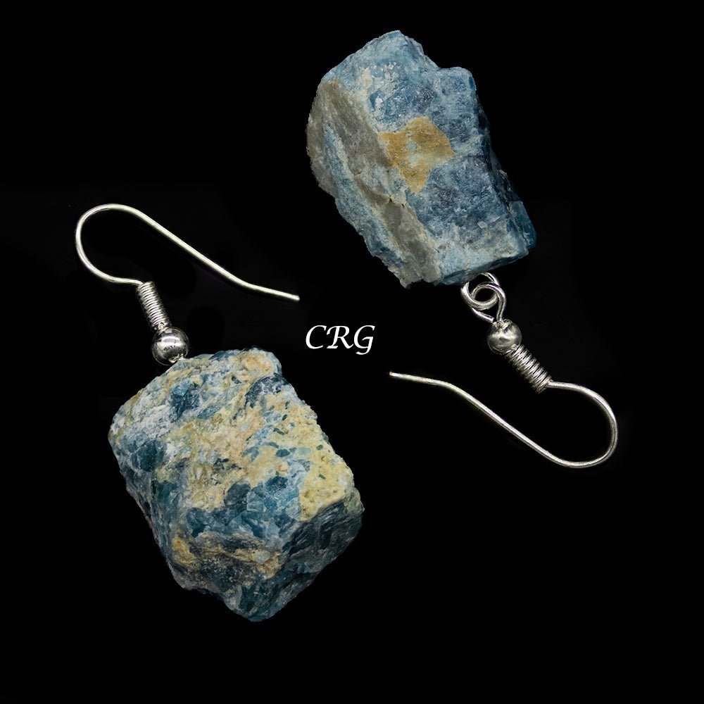 Apatite Rough Earrings with Silver Plated Wire (0.5 To 1 Inch) (1 Pair)Crystal River Gems