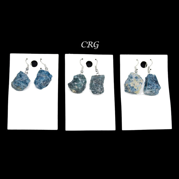 Apatite Rough Earrings with Silver Plated Wire (0.5 To 1 Inch) (1 Pair)Crystal River Gems