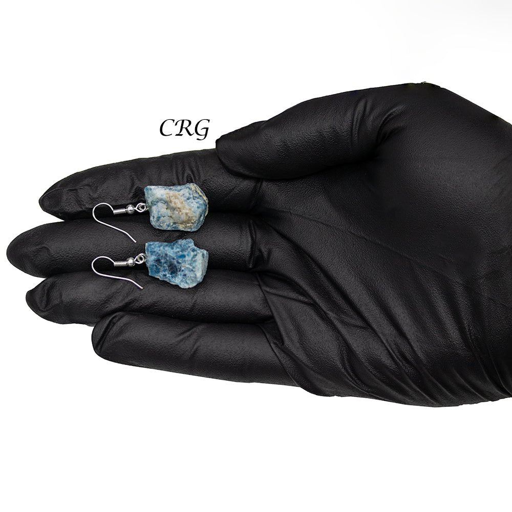 Apatite Rough Earrings with Silver Plated Wire (0.5 To 1 Inch) (1 Pair)Crystal River Gems