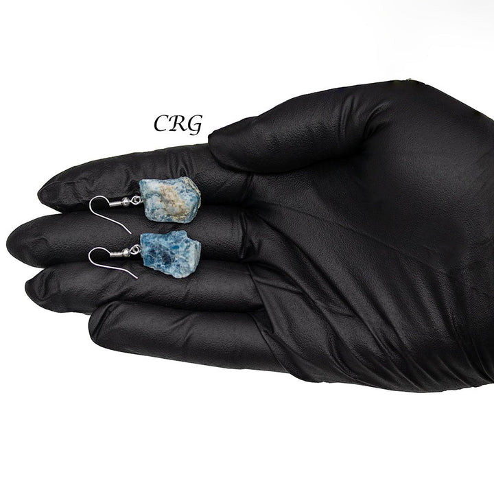Apatite Rough Earrings with Silver Plated Wire (0.5 To 1 Inch) (1 Pair)Crystal River Gems