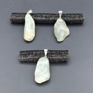 Aquamarine Mini Tumbled Silver Bail Pendant
