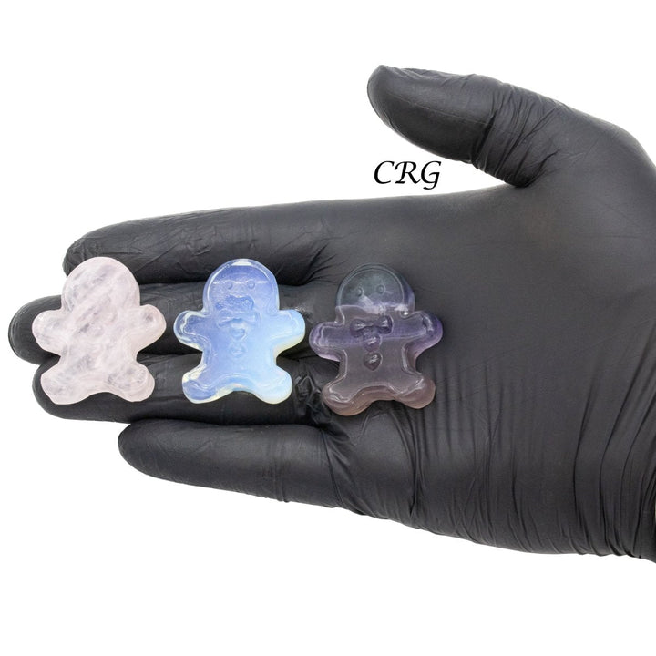 Assorted Gemstone Gingerbread Man (4 Pieces) Size 1.5 Inches Mixed Crystal CarvingsCrystal River Gems