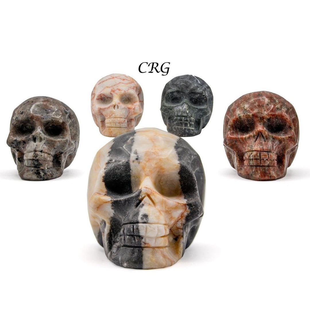 Assorted Gemstone Skulls Size 2 Inches Mixed Crystal CarvingsCrystal River Gems