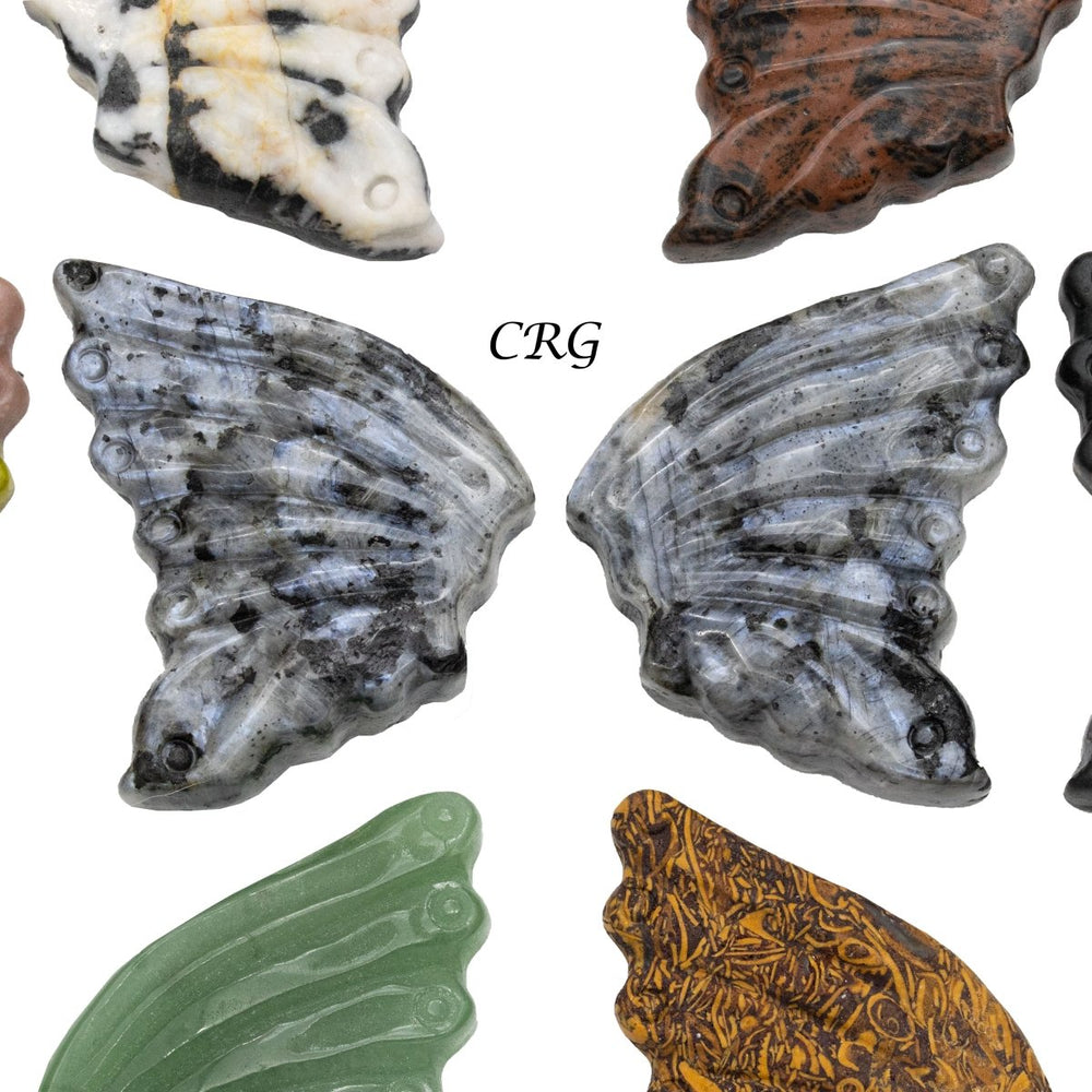 Assorted Gemstone Wing Pairs (8 Pieces) Size 5 cm Mixed Crystal Wing Carvings