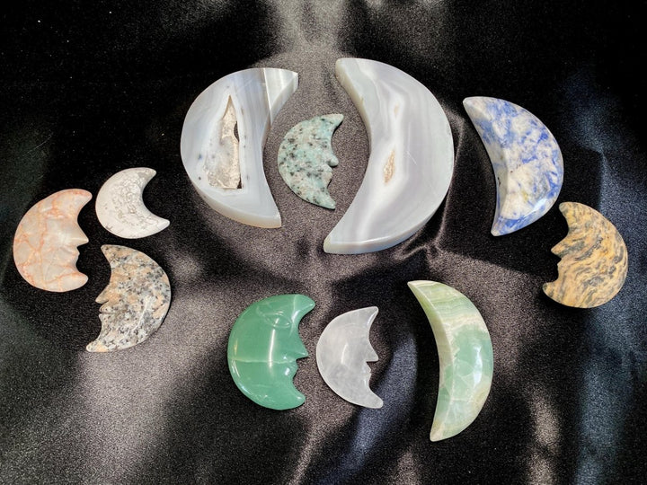 Assorted Moon Bundle Lot (11 Pieces) Bulk Wholesale Gemstone Décor CollectionCrystal River Gems