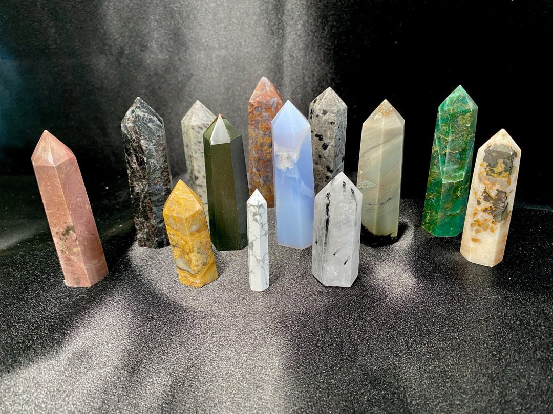 Assorted Tower Bundle Lot (13 Pieces) Bulk Wholesale Gemstone Décor CollectionCrystal River Gems