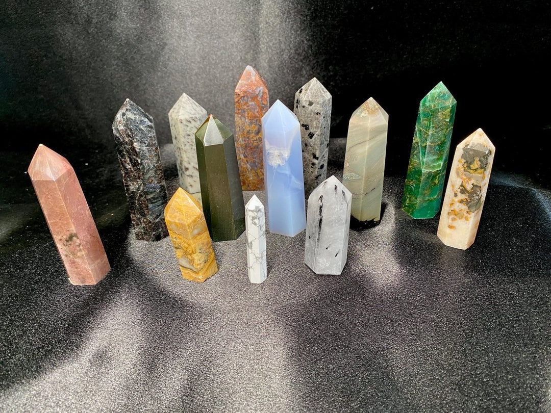 Assorted Tower Bundle Lot (13 Pieces) Bulk Wholesale Gemstone Décor CollectionCrystal River Gems