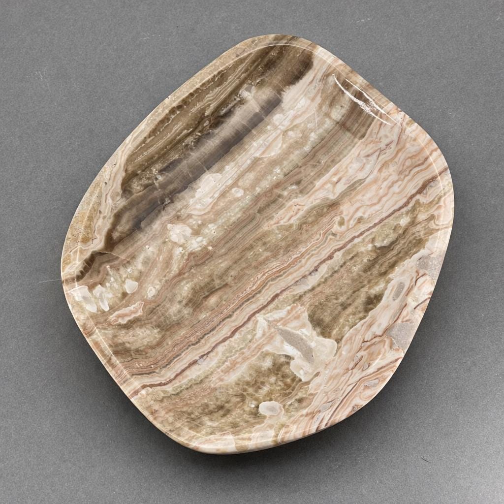Banded Onyx Calcite Free Form Dish (1 Piece) Home Decor Jewelry BowlCrystal River Gems