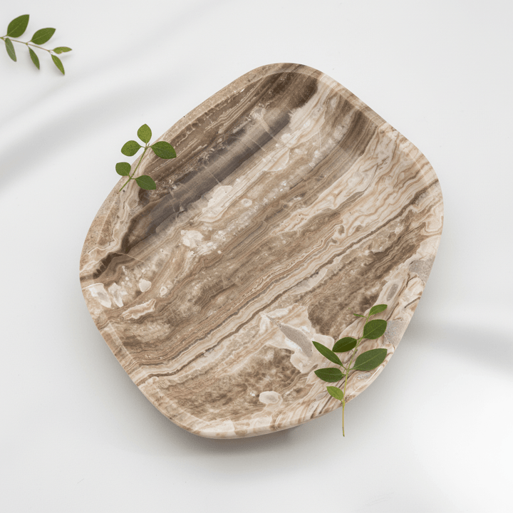 Banded Onyx Calcite Free Form Dish 20CM (1 Piece) Home Decor Jewelry BowlCrystal River Gems