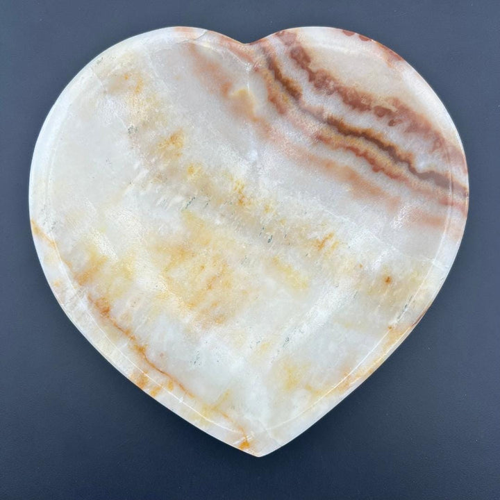 Banded Onyx Calcite Heart Dish (16 CM)Crystal River Gems