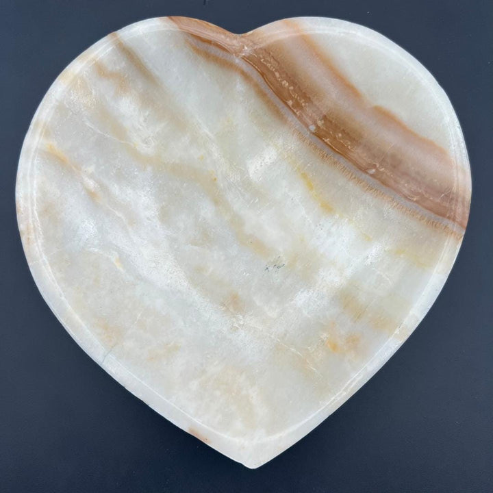 Banded Onyx Calcite Heart Dish (16 CM)Crystal River Gems