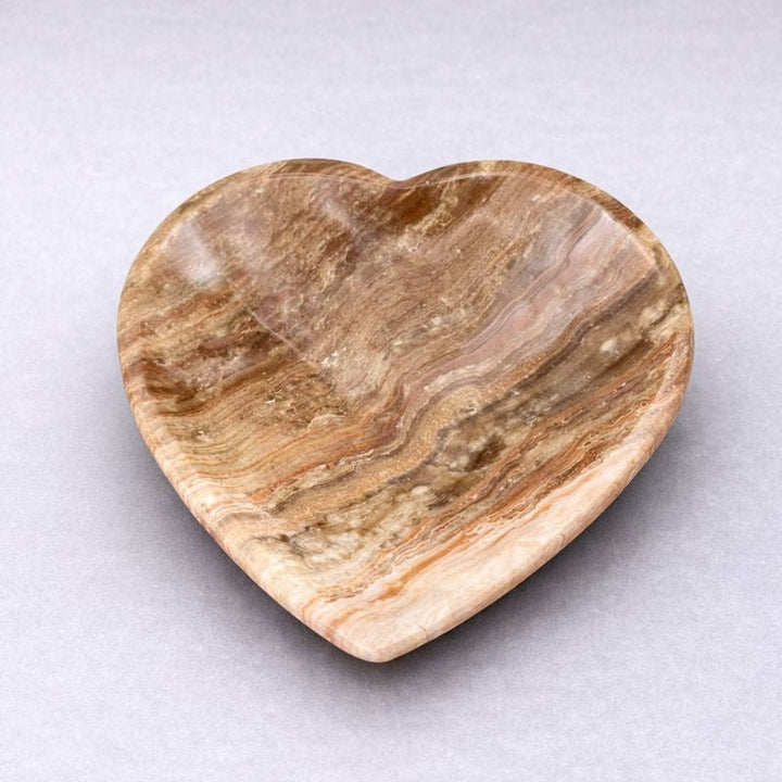 Banded Onyx Calcite Heart Dish Home Decor Jewelry BowlCrystal River Gems