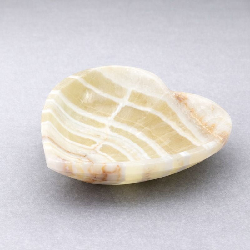 Banded Onyx Calcite Heart Dish Home Decor Jewelry BowlCrystal River Gems
