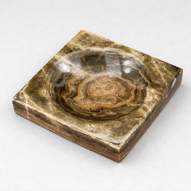 Banded Onyx Calcite Square Dish Home Decor Jewelry Bowl (1 Piece)Crystal River Gems