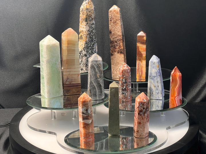 Mixed Gemstone Towers Crystal Bundle Lot (12 Pieces) Bulk Wholesale Gemstone Décor Collection