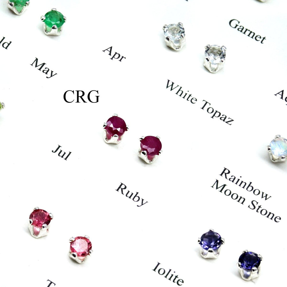 Birthstone Stud Earrings (24 Pieces) Size 3 mm Crystal Gemstone Jewelry