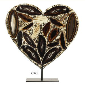 Black Agate Resin Heart on Metal Stand 10 to 12 inches