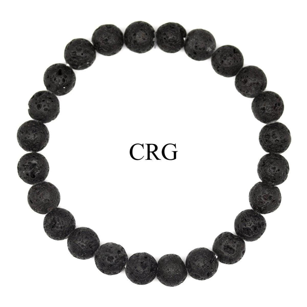 Black Lava Rock Round Bead Stretch Bracelet (8 mm)Crystal River Gems