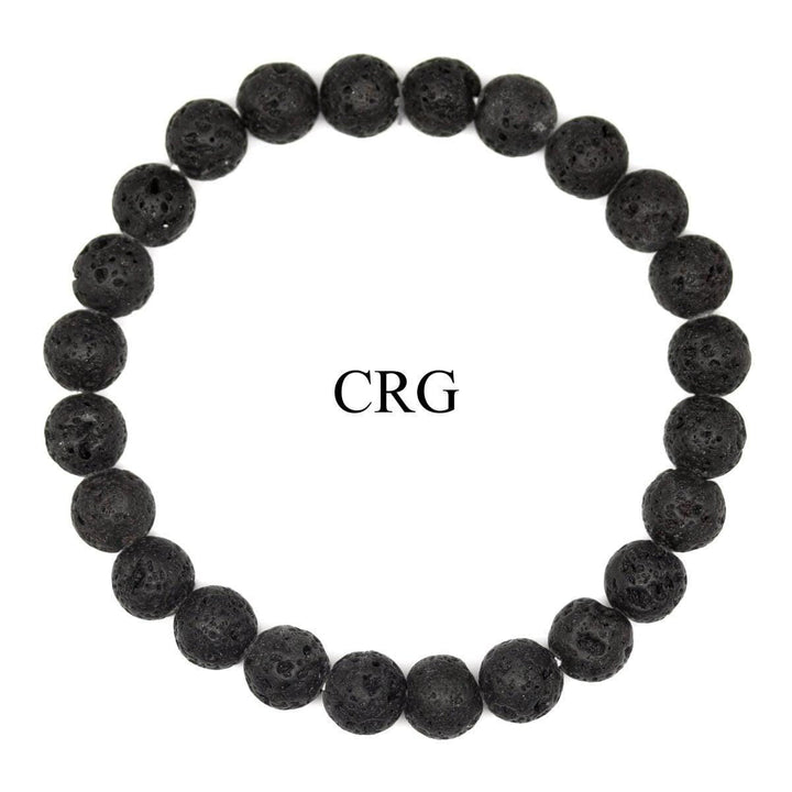 Black Lava Rock Round Bead Stretch Bracelet (8 mm)Crystal River Gems