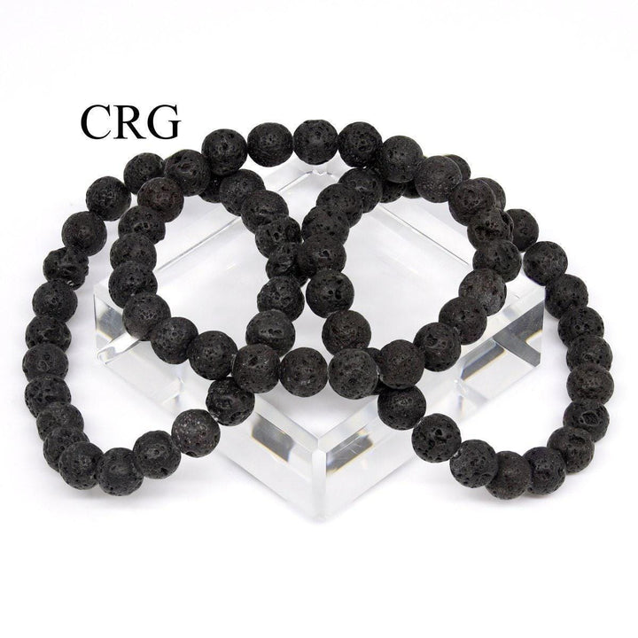 Black Lava Rock Round Bead Stretch Bracelet (8 mm)Crystal River Gems