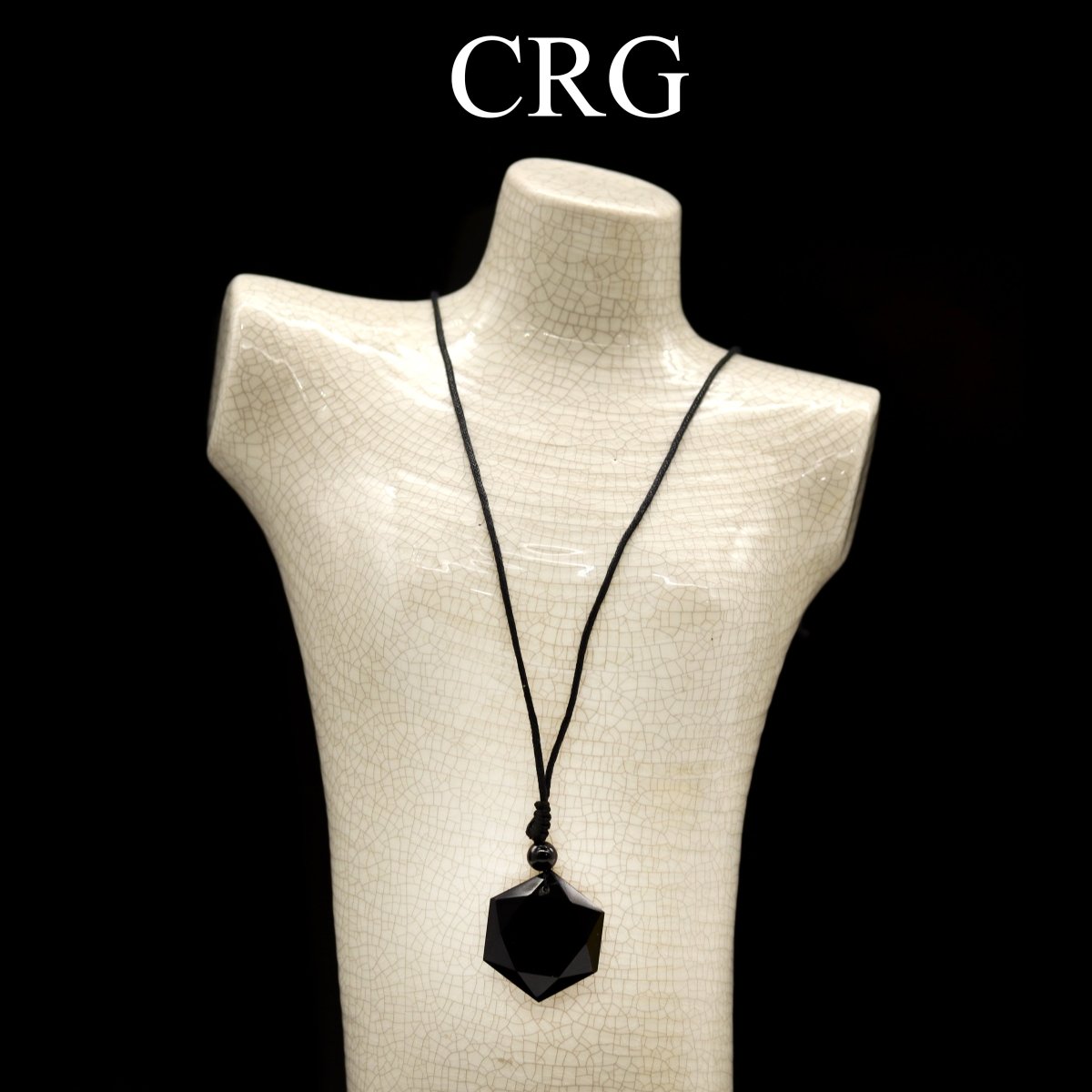 Black Obsidian Faceted Hexagon Pendant with Black Cord 4 Pieces Size 1 Inch Crystal Jewelry Charm