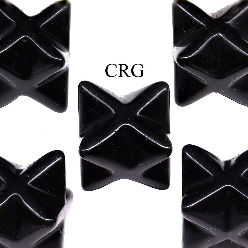 Black Obsidian Merkaba Stars (18 mm) (5 Pcs) 8 - Pointed Polished Crystal Gemstone StarCrystal River Gems