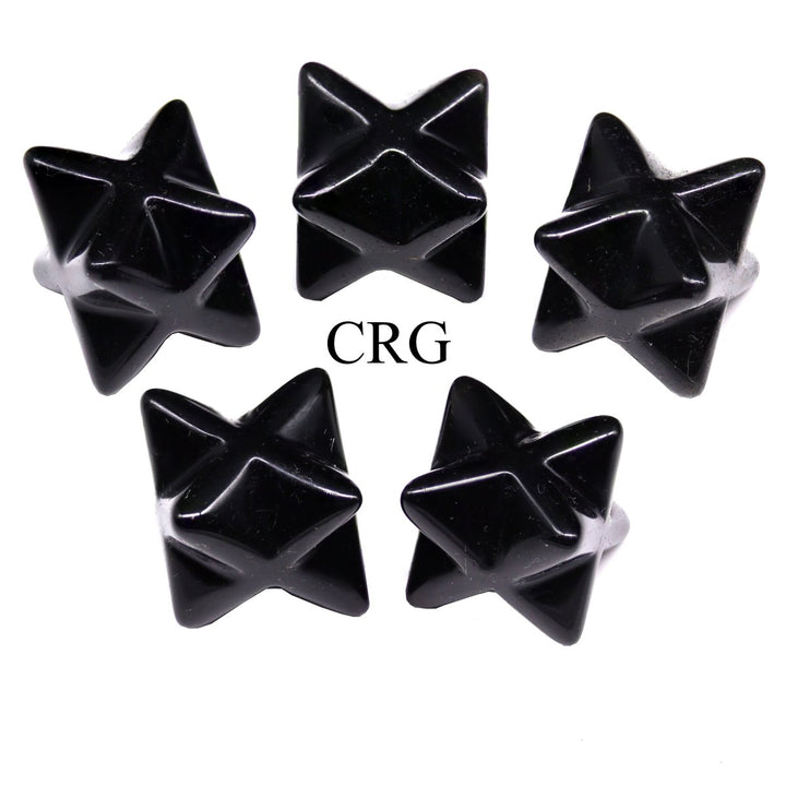 Black Obsidian Merkaba Stars (18 mm) (5 Pcs) 8 - Pointed Polished Crystal Gemstone StarCrystal River Gems