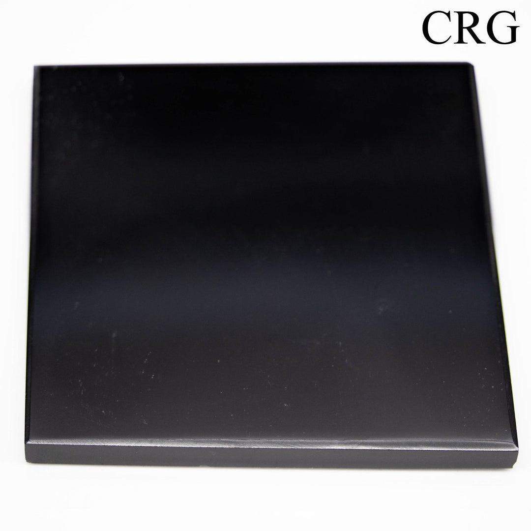 Black Obsidian Square Coasters (2 Pieces) 3" - 5" AVG*Crystal River Gems