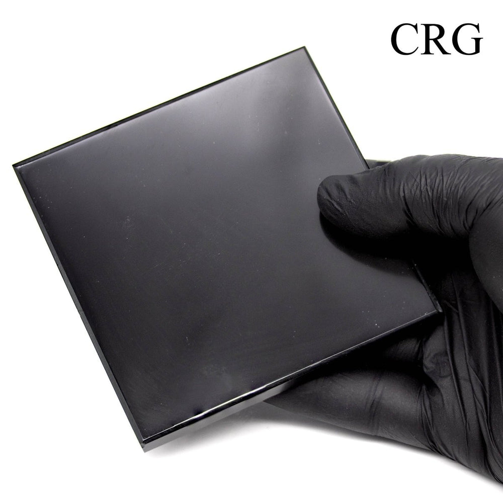 Black Obsidian Square Coasters (2 Pieces) 3" - 5" AVG*Crystal River Gems