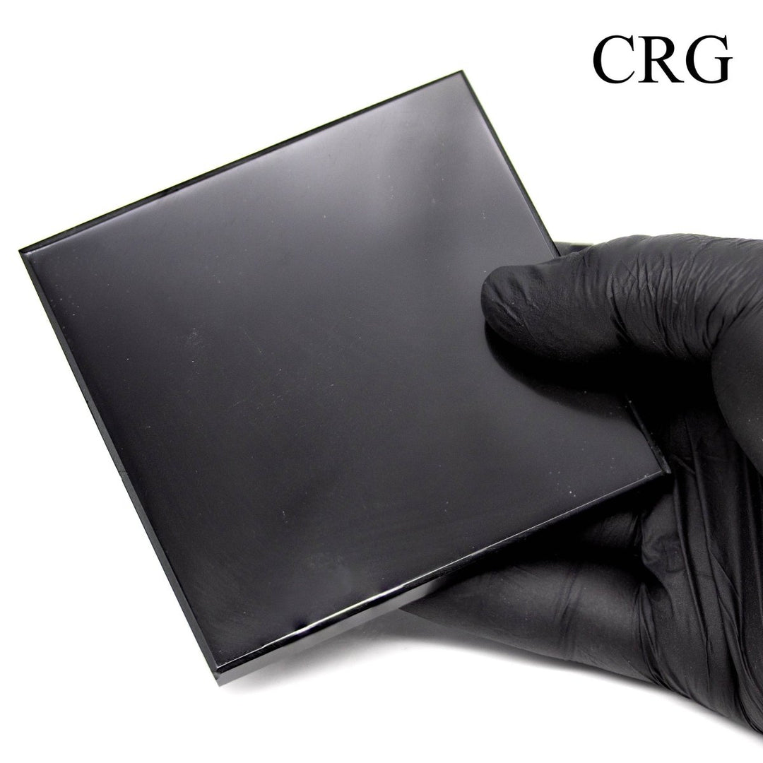 Black Obsidian Square Coasters (2 Pieces) 3" - 5" AVG*Crystal River Gems