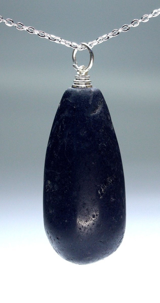Black Tourmaline Teardrop Pendant with Silver Bail (4 Pieces) Size 2.25 Inches Crystal Jewelry Charm