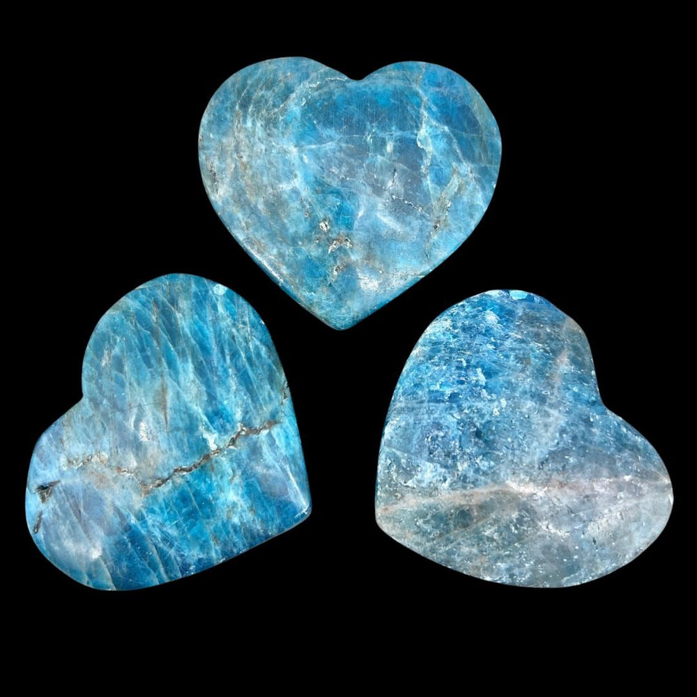 Blue Apatite Crystal Puffy Hearts Carving Gemstone DecorCrystal River Gems