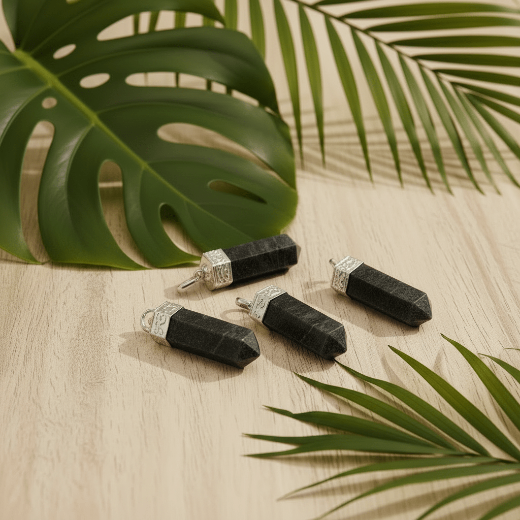 Blue Aventurine Pencil Point Pendant with Silver Plating (1 Inch) (4 Pieces)Crystal River Gems