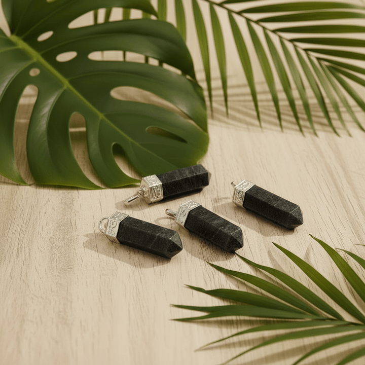 Blue Aventurine Pencil Point Pendant with Silver Plating (1 Inch) (4 Pieces)Crystal River Gems