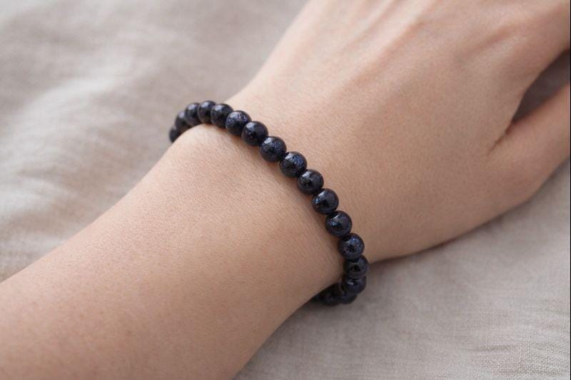 Blue Goldstone Tumbled Bead Stretch Bracelet (8mm)Crystal River Gems