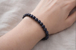 Blue Goldstone Tumbled Bead Stretch Bracelet (8mm)