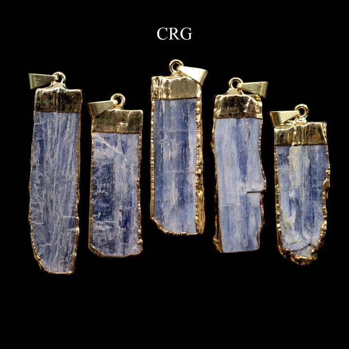 Blue Kyanite Blade Pendant with Gold Plating (4 Pieces) Size 1.5 to 2.5 Inches Crystal Jewelry CharmCrystal River Gems