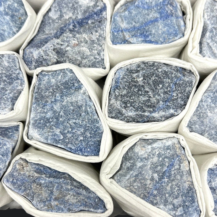 Blue Quartz Rough Boxed Flat 1 To 2 Inches (12 Piece Flat)Crystal River Gems