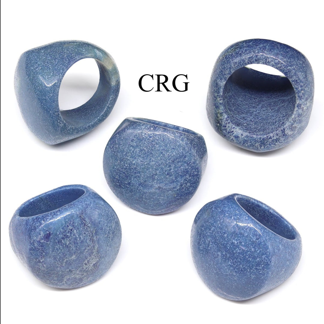 Blue Quartz Stone Ring (5 Pieces) Size 35 mm Crystal Gemstone Jewelry