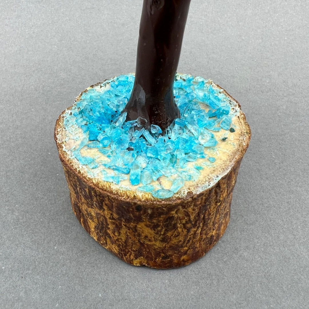 Blue Topaz 300 Chip Tree with Wood Base and Silver Wire (1 Piece) Size 9 Inches Crystal Gemstone TreeCrystal River Gems