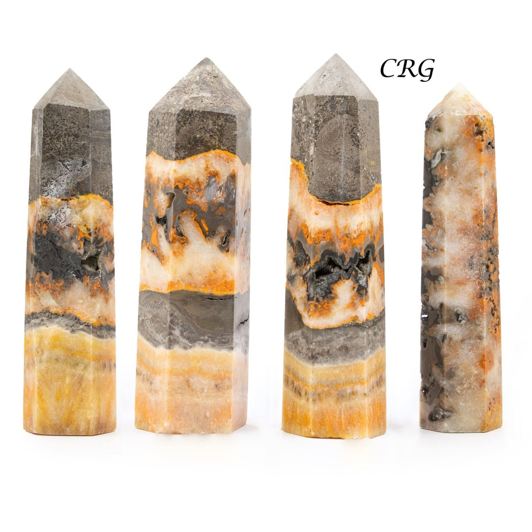 Bumblebee Jasper Polished Towers (1 Kilogram) Size 2.5 to 4.5 Inches Bulk Wholesale Lot Crystal Tower PointsCrystal River Gems