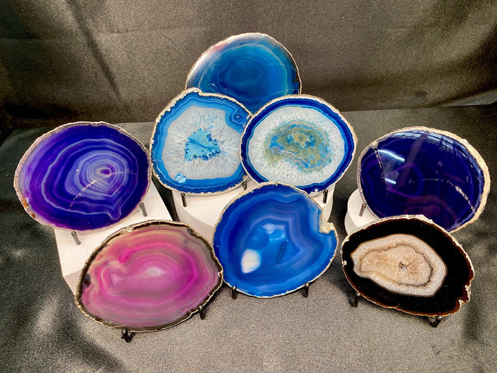 Agate Geode Slice Crystal Coaster Bundle Lot (8 Pieces) Bulk Wholesale Gemstone Décor Collection